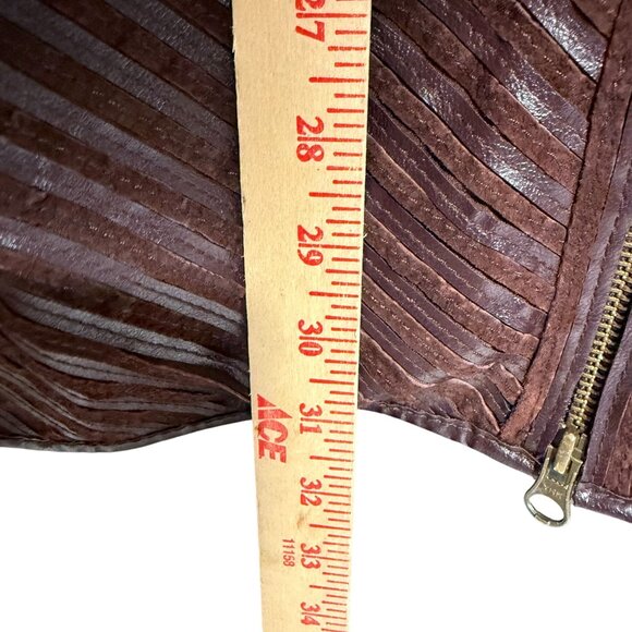 C.J. Bank by Christopher & Banks 100% Leather Full Zip Jacket Womens 3X Brown St - Picture 4 of 9